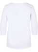 Basic t-shirt met driekwartsmouwen, Bright White, Packshot image number 1
