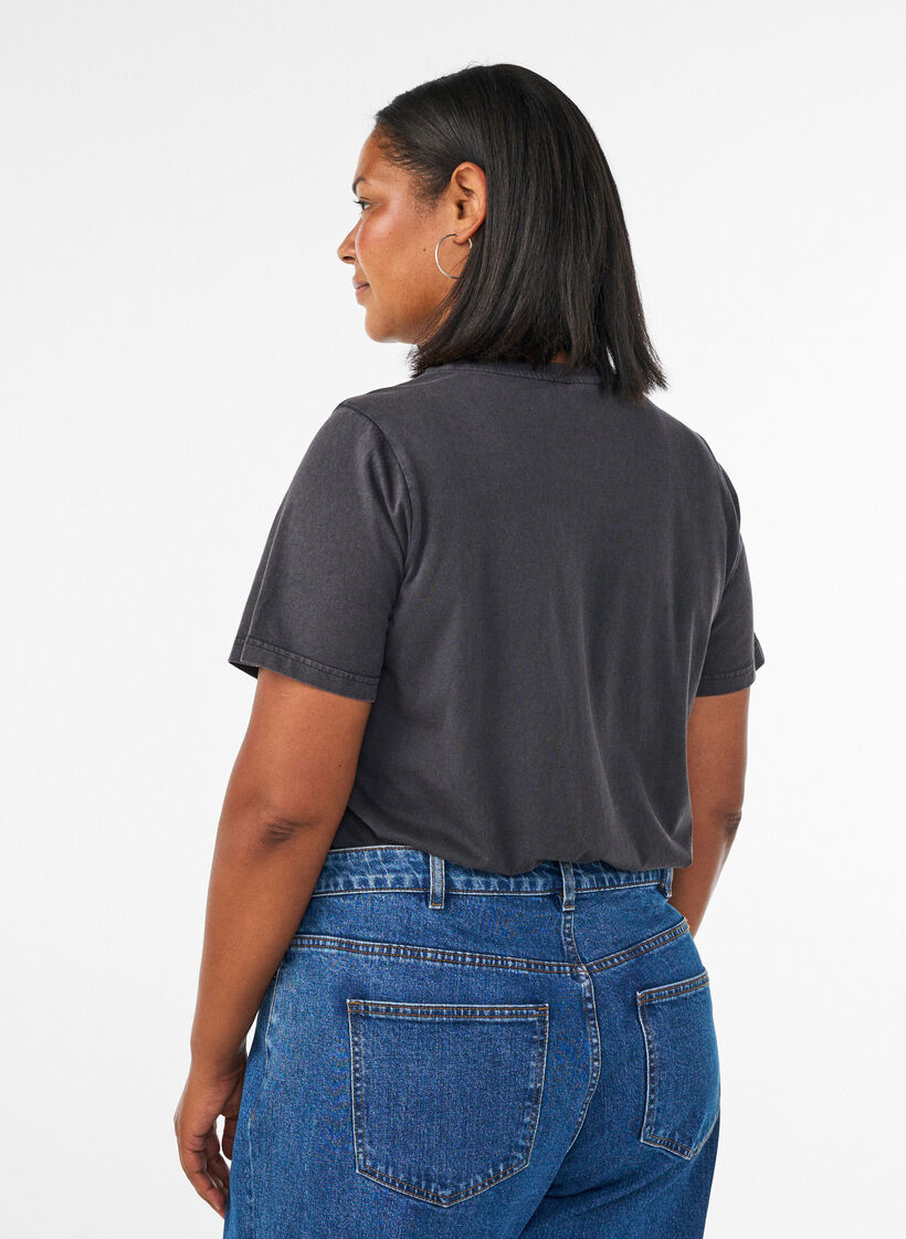 T-shirt en coton bio avec imprim&eacute;, Gris anthracite, Model image number 2