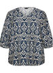 Blouse van viscose met patroon en 3/4-mouwen, Blauw, Packshot image number 0