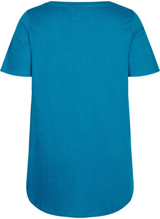 T-shirt in katoen met korte mouwen, Moroccan Blue, Packshot image number 1