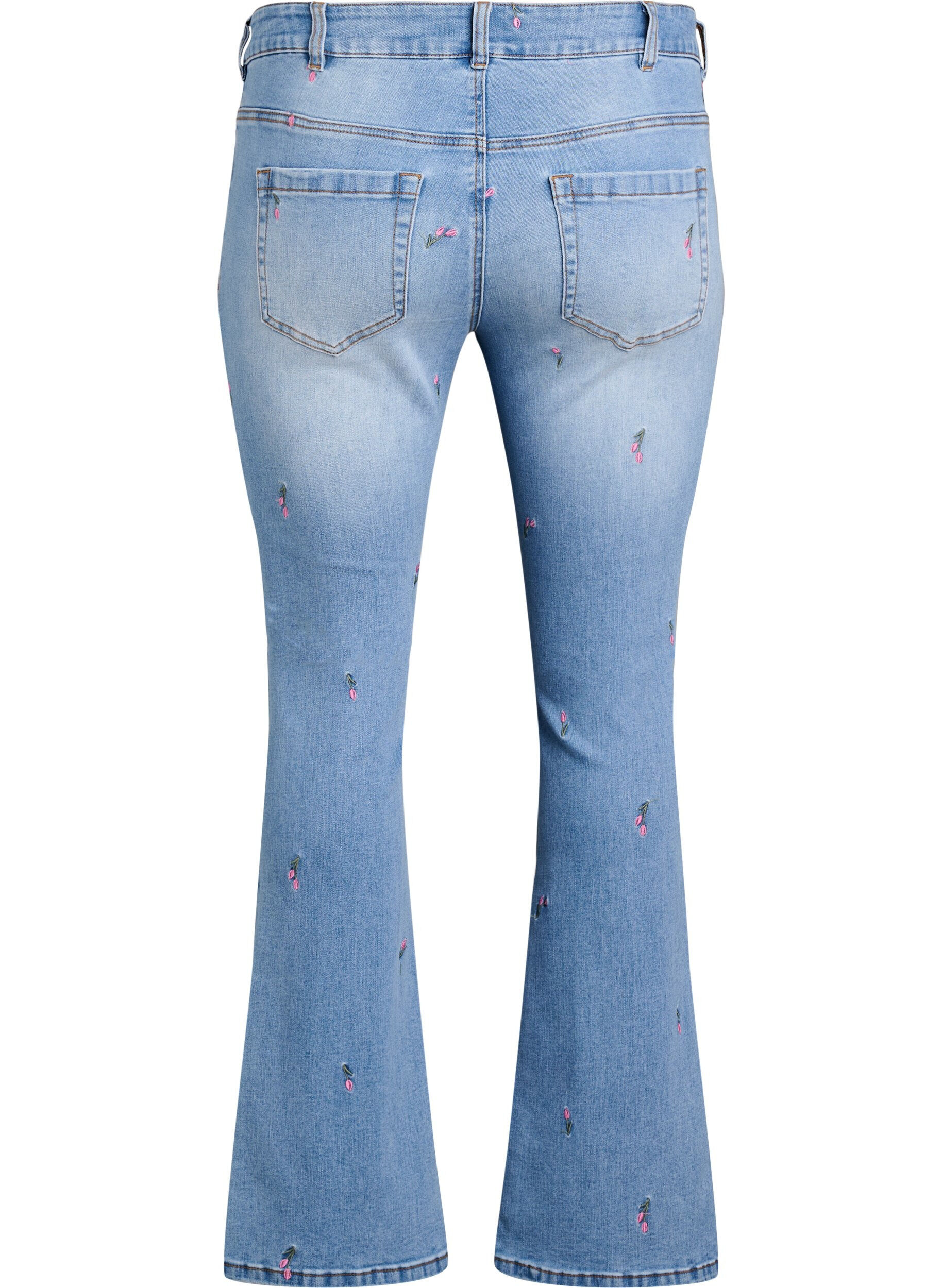 ZizziBootcut jeans met geborduurde bloemen, Blauw, Packshot image number 1
