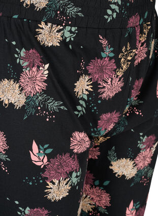 Pantalon de nuit imprimé en coton bio, Black AOP Flower, Packshot image number 2