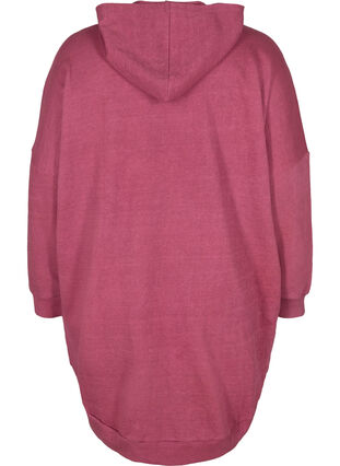 Katoenen sweatshirt met capuchon en high-low effecet, Violet Quartz, Packshot image number 1