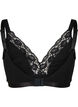 Soutien-gorge sans armature en coton avec dentelle, Noir, Packshot image number 1
