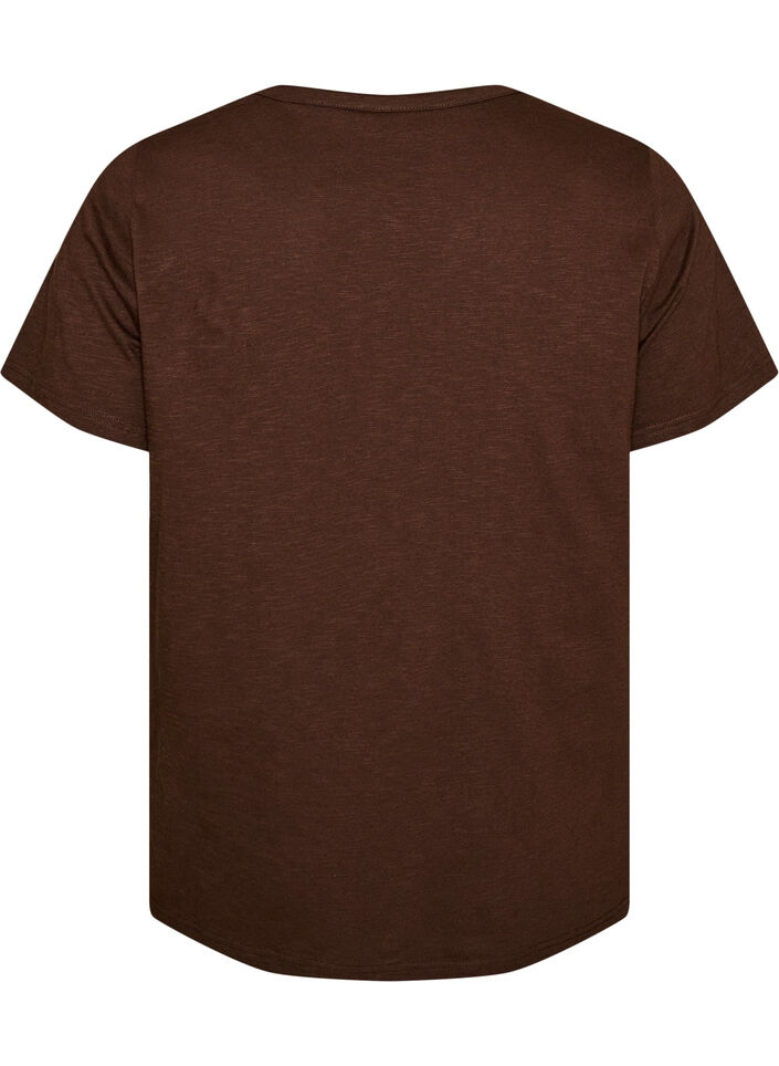 T-shirt met knoopdetail, Bruin, Packshot image number 1
