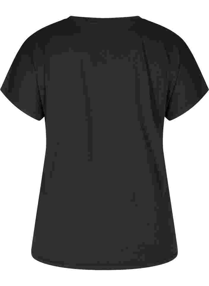 Trainings t-shirt met korte mouwen en v-hals, Black, Packshot image number 1
