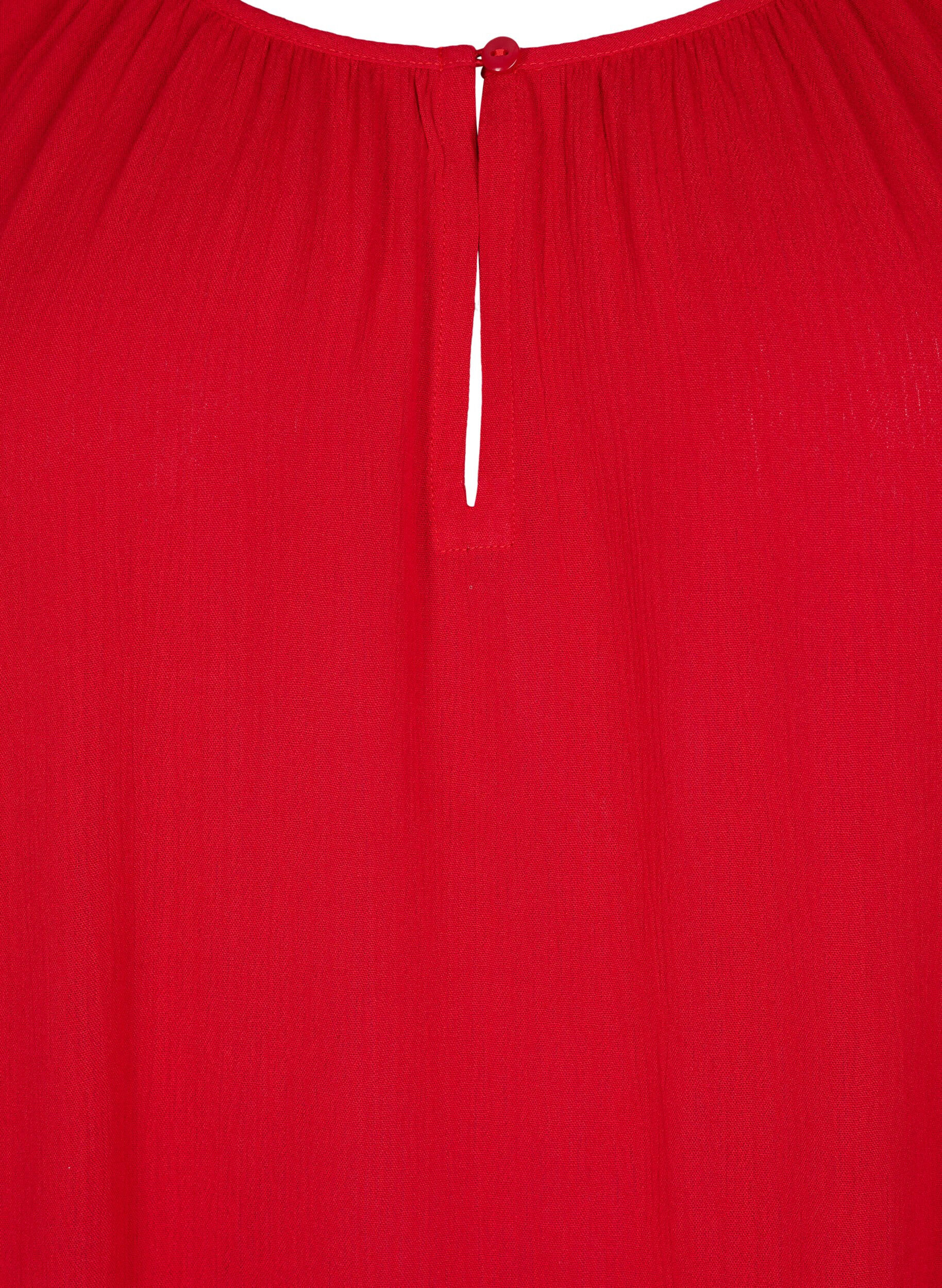 Zizzi Tunique en viscose &agrave; manches 3/4, Rouge, Packshot image number 2