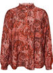 Viscose blouse met paisleyprint en ruches, Oranje, Packshot image number 0