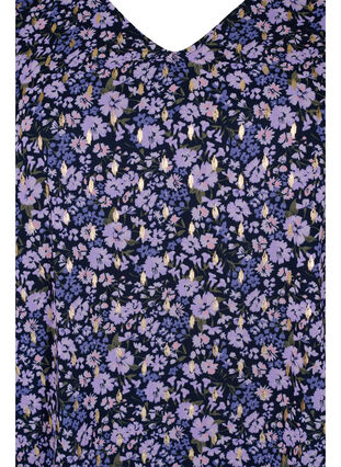 Blouse à fleurs à manches longues et col en V, Purple Ditzy Flower, Packshot image number 2