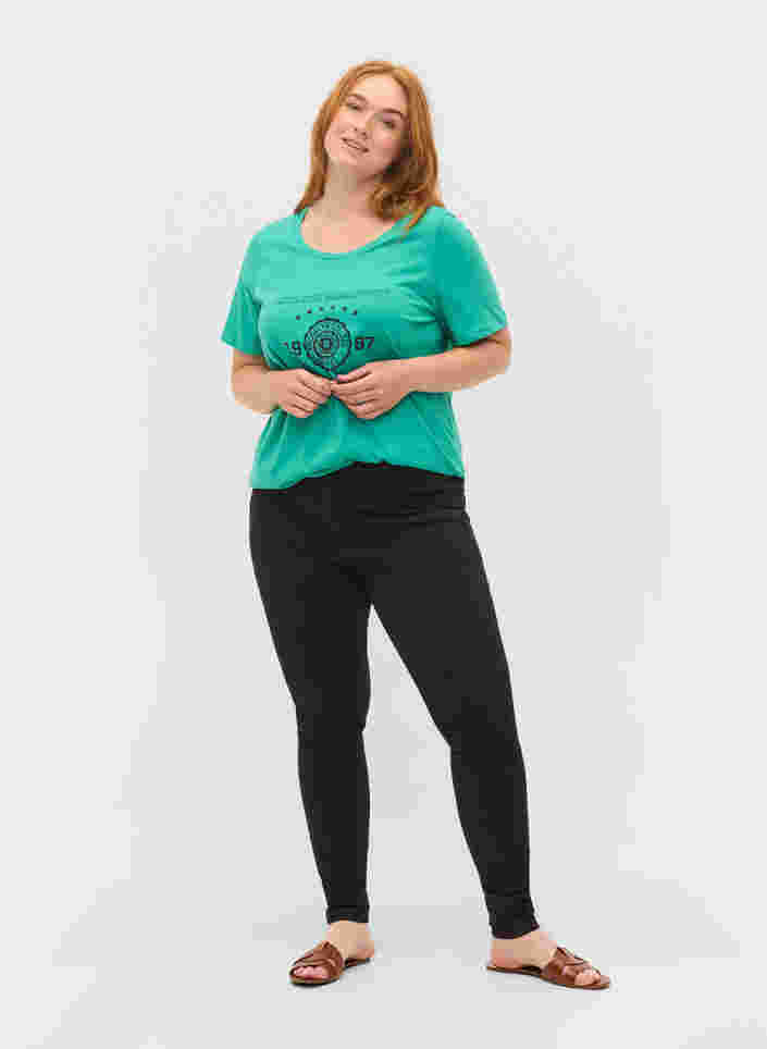 T-shirt en coton à manches courtes avec impression, Sea Green, Model image number 2
