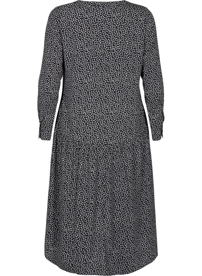 Robes midi à manches longues, Black Small Flower, Packshot image number 1