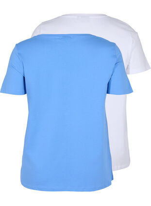 T-shirt basiques 2-pack en coton, Ultramarine/White, Packshot image number 1