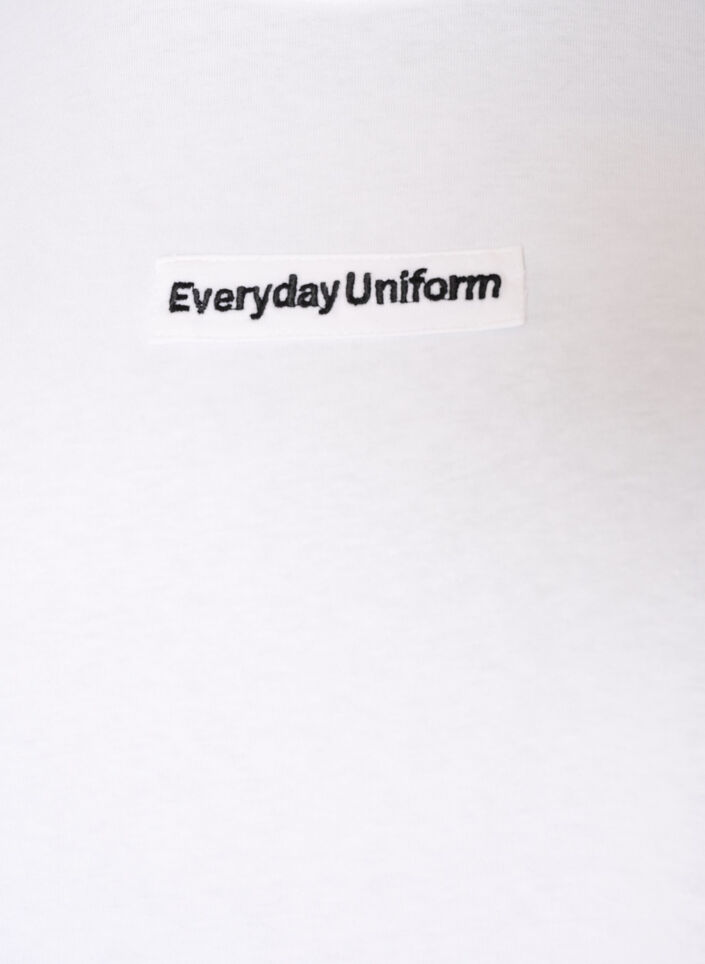 Katoenen T-shirt met tekstbadge, Wit, Packshot image number 2