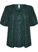 Blouse &agrave; sequins avec manches ballon, Vert fonc&eacute;, Packshot image number 0