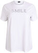 T-shirt en coton avec texte brod&eacute;, Blanc, Packshot image number 0