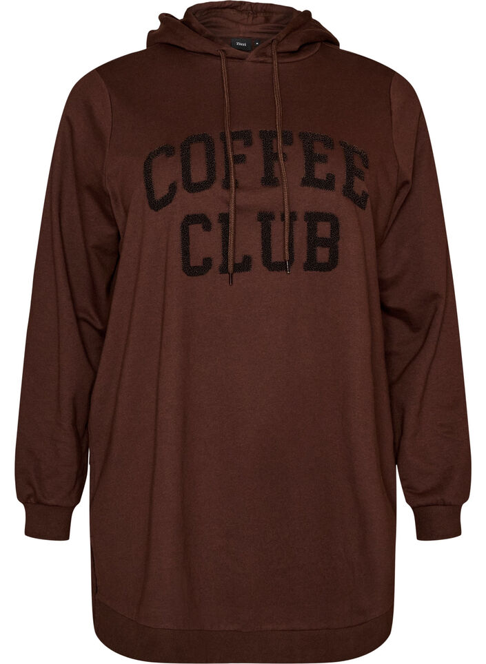 Hoodie met een terry tekstmotief, Bruin, Packshot image number 0