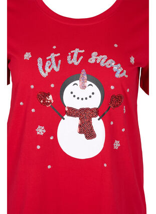 Kerst t-shirt in katoen, Tango Red Snowman, Packshot image number 2