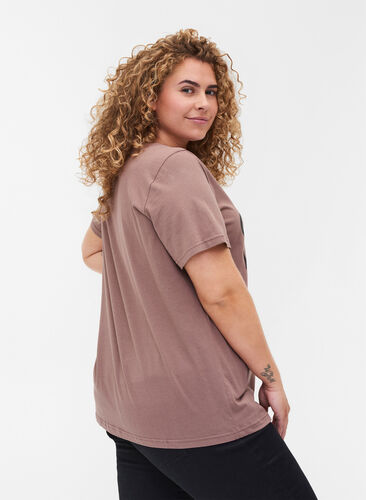 T-shirt en coton bio avec imprimé, Deep Taupe, Model image number 1
