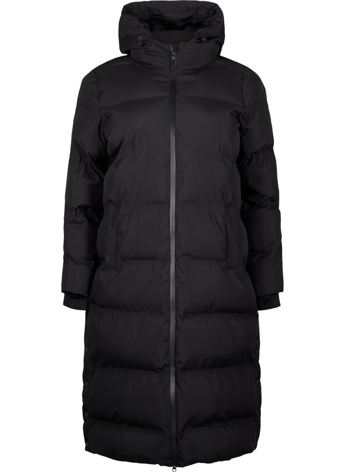 Manteau d'hiver long et matelass&eacute; avec capuche, Noir, Packshot image number 0