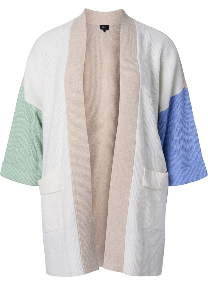 Gebreid vest met color-block, Silt Green Mel. Comb, Packshot image number 0