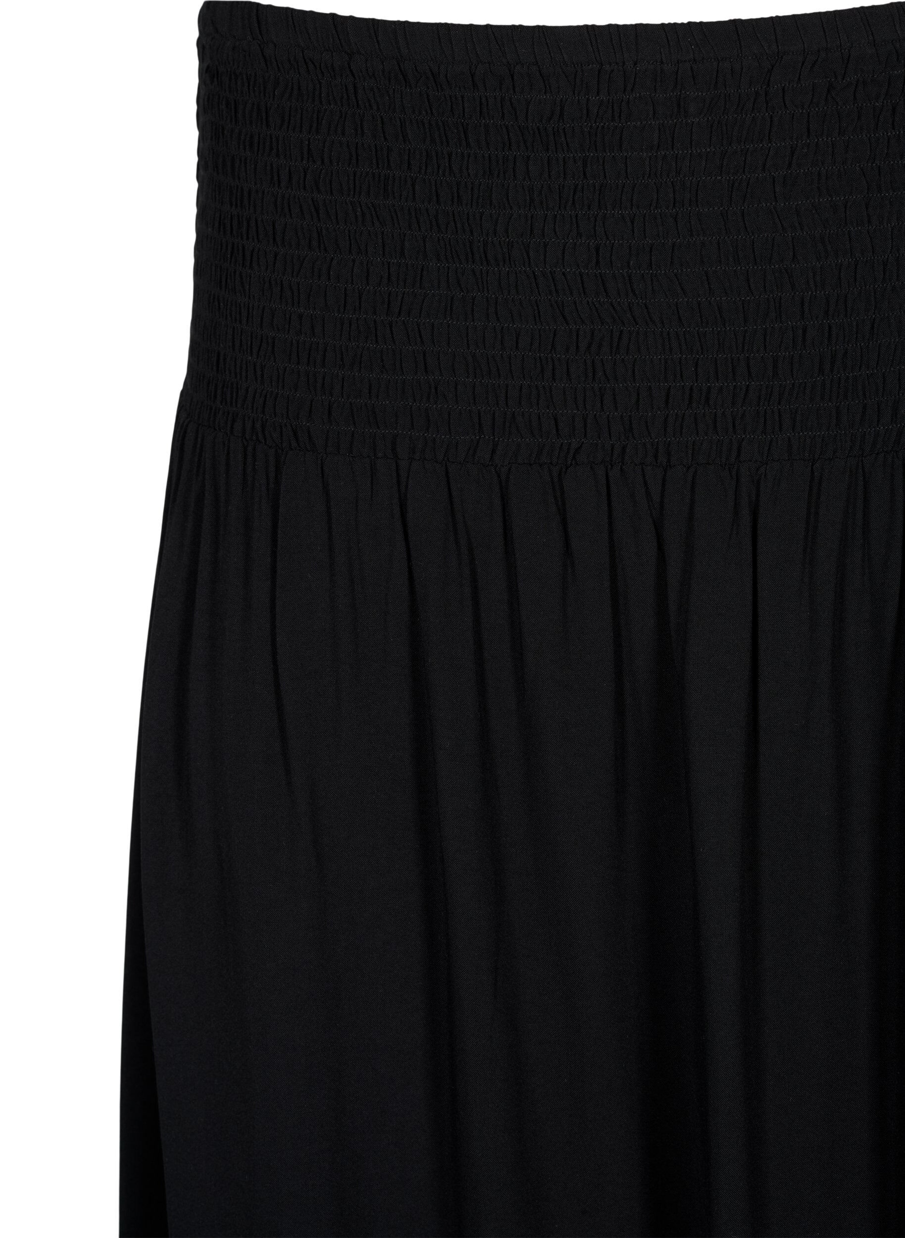 ZizziJupe longue en viscose avec smocks, Noir, Packshot image number 2