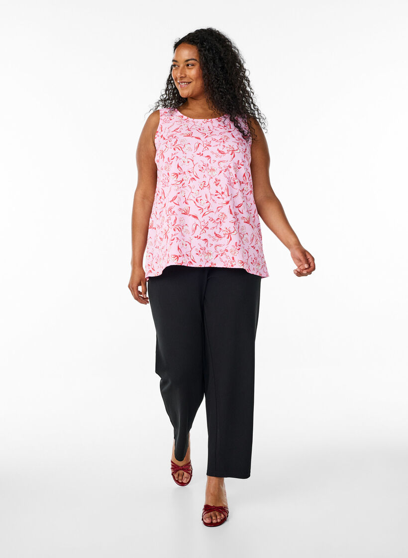 Mouwloze top met textuur, Rood, Model image number 1