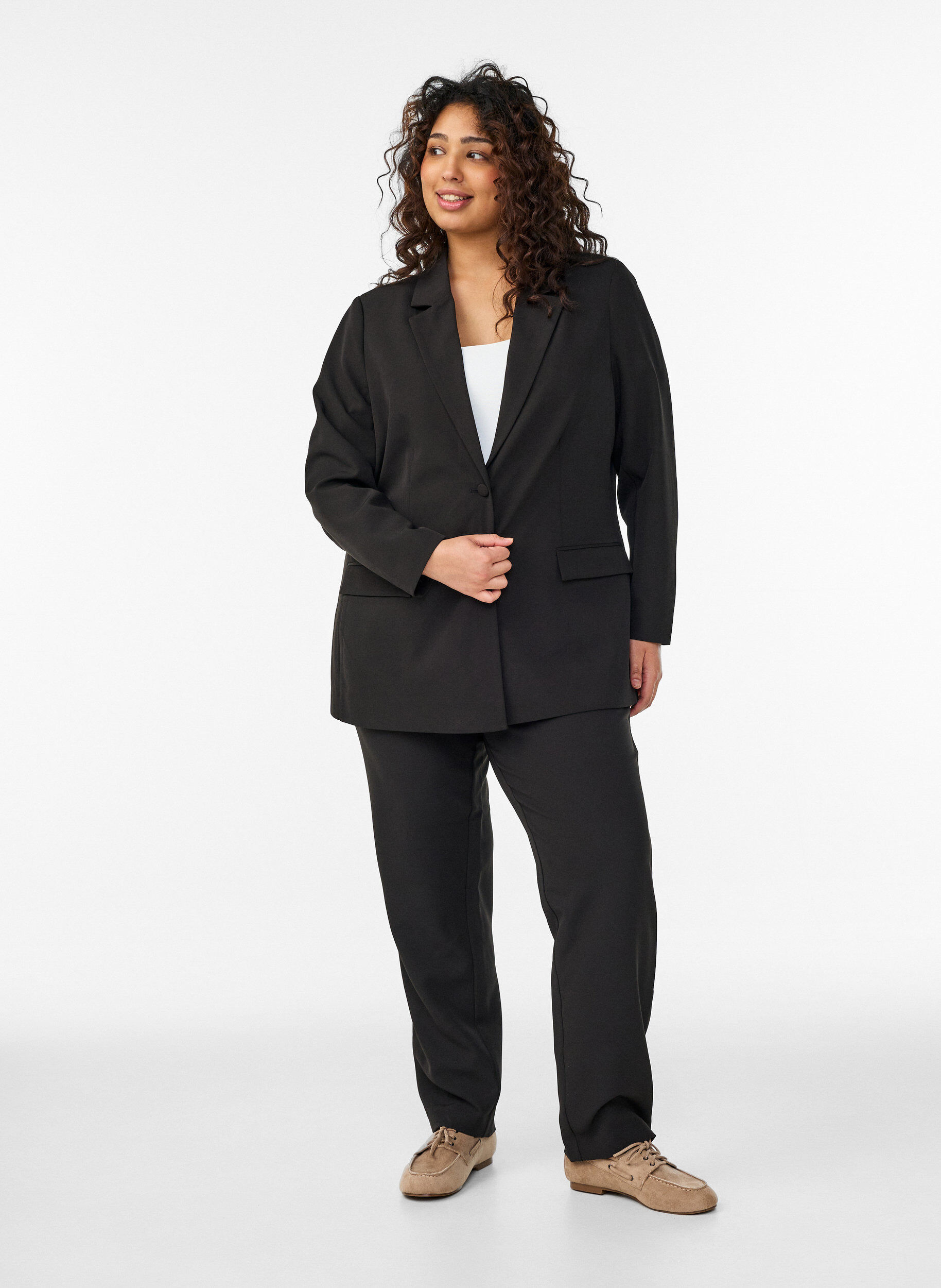 ZizziKlassieke blazer met knoopsluiting, Zwart, Model image number 1