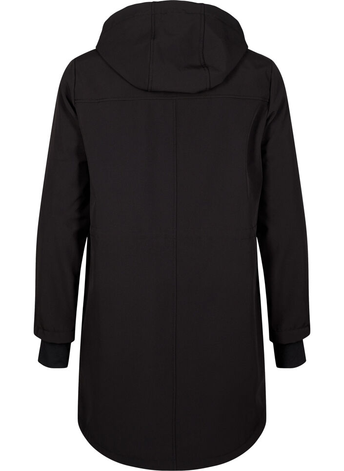 Softshell jas met afneembare capuchon, Zwart, Packshot image number 1
