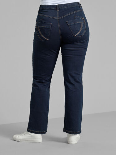 Regular fit Gemma jeans met hoge taille, Blue denim, Model image number 1