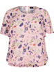 Blouse fleurie à manches courtes et smocks, Rose, Packshot image number 0