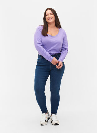 Lot de 2 blouses basiques en coton, Paisley Purple/Black, Model image number 2