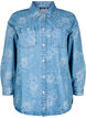 Denim jasje met bloemen, Light Blue Denim, Packshot image number 0