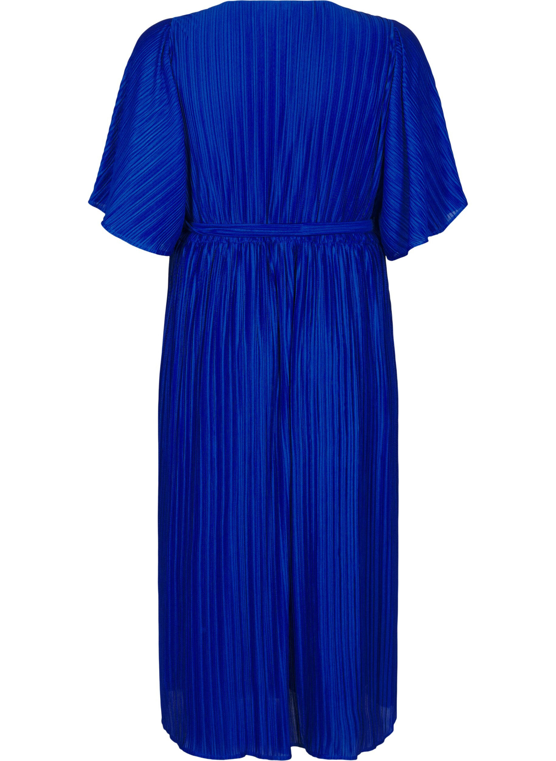 ZizziGeplooide midi-jurk met vleermuismouwen, Blauw, Packshot image number 1