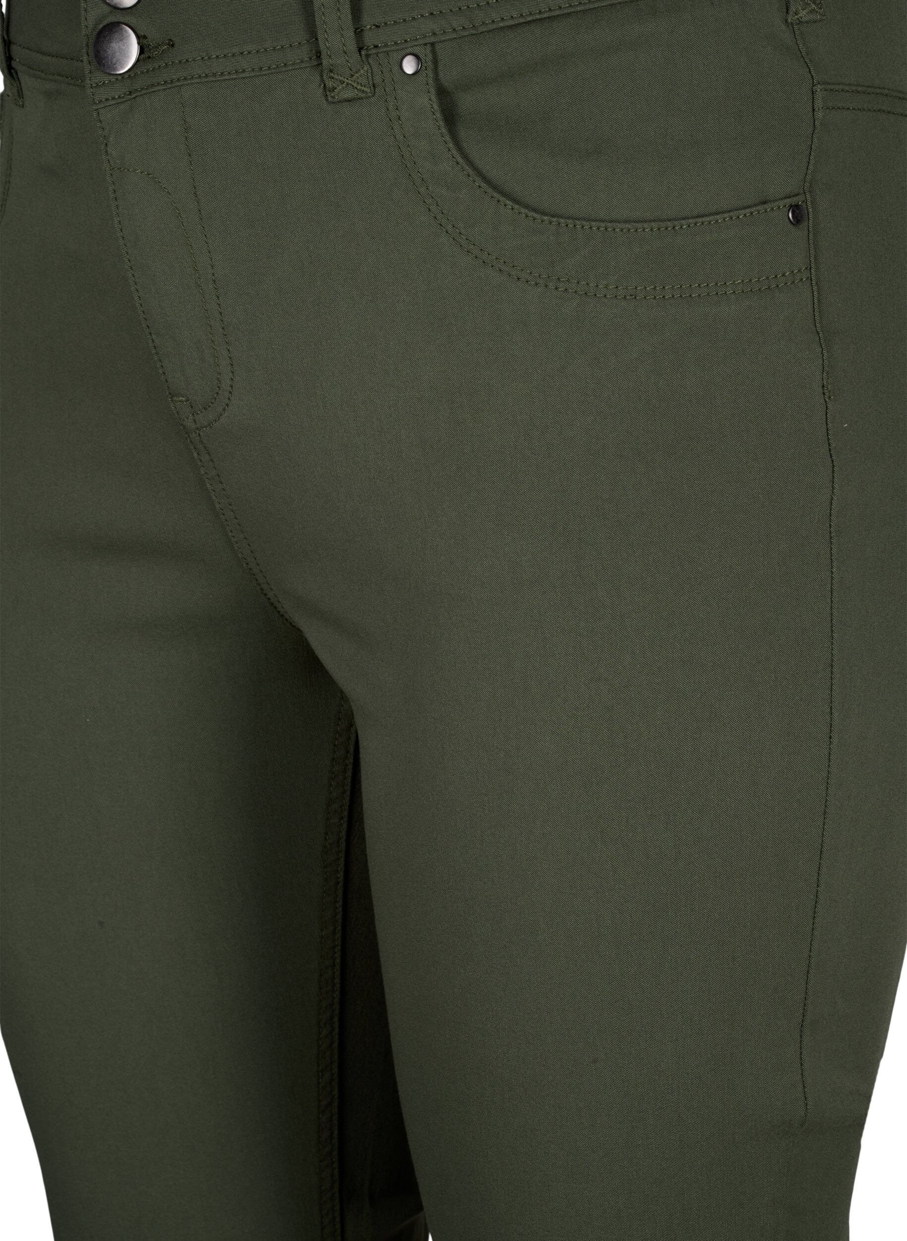 Zizzi Pantalon capri ajust&eacute; en m&eacute;lange de viscose, Thyme, Packshot image number 2