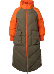 Veste d'hiver longue à capuche avec blocs de couleurs, Bungee Cord Comb, Packshot