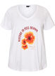 Katoenen T-shirt met V-hals en print aan de voorkant, Wit, Packshot image number 0