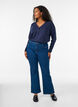 T-shirt met lange mouwen, V-hals en knopen, Blauw, Model image number 1
