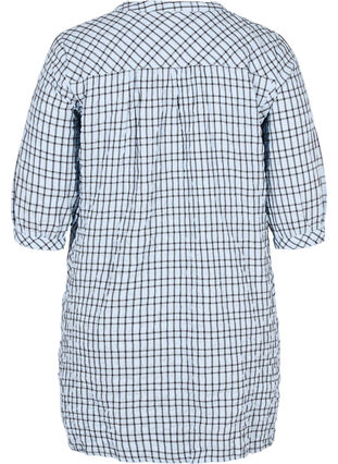 Tunique chemise à carreaux à manches 3/4, Light Blue Check , Packshot image number 1