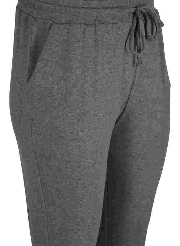 Pantalon chiné avec cordon de serrage et poches, Black Melange, Packshot image number 2