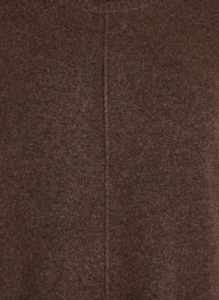 Jumperjurk met col en splitjes, Bruin, Packshot