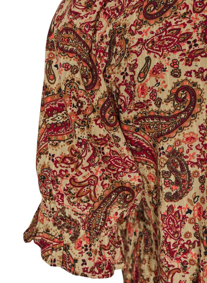 Viscose blouse met paisleymotief en een vierkante halslijn, Bruin, Packshot image number 3