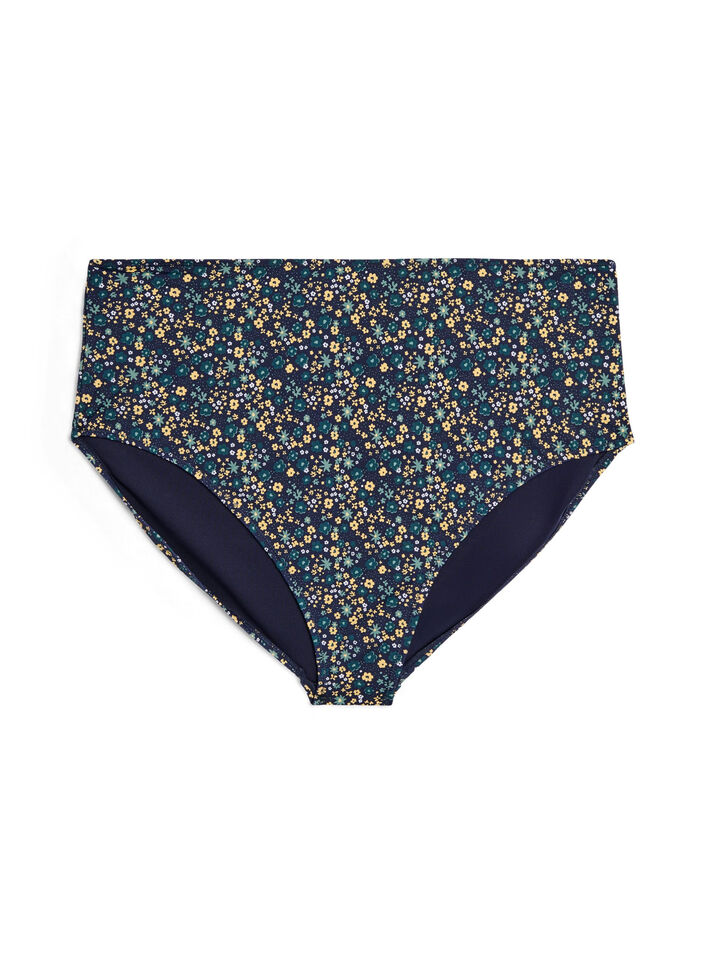 Bikinibroekje met print en hoge taille, Groen, Packshot image number 0