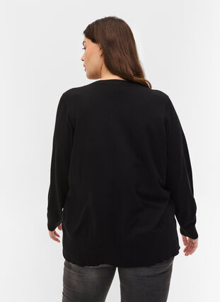 Pull en tricot avec fente, Black, Model image number 1