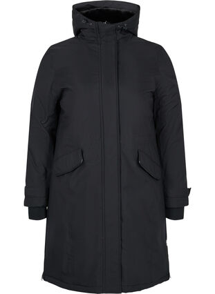Veste d'hiver imperméable avec capuche et poches, Black, Packshot image number 0