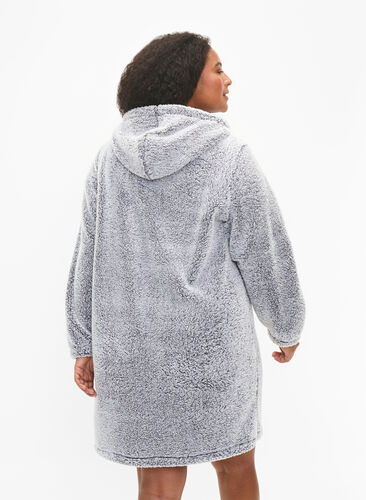 Chemise de nuit douce avec capuche, Grey Melange, Model image number 1