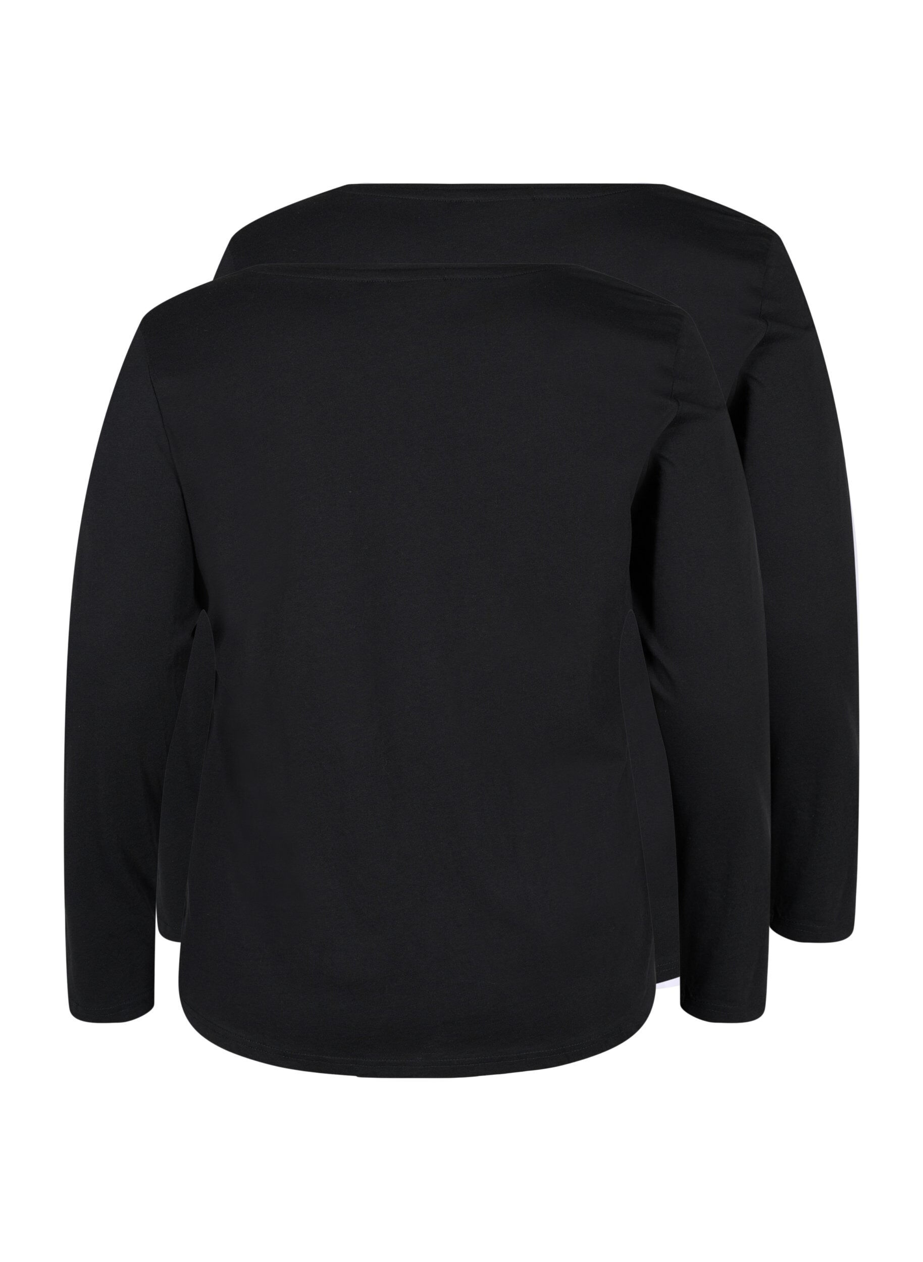ZizziSet van 2 basic tops in katoen , Black/Black, Packshot image number 1