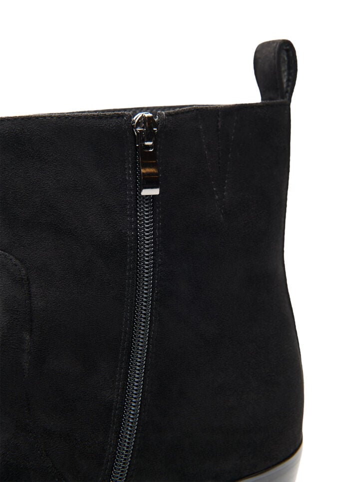 Lange laars met su&egrave;de-look en een afneembare schacht, Zwart, Packshot