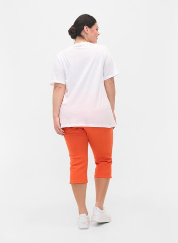 Pantalon moulant avec fermeture à éclair, Orange , Model image number 0
