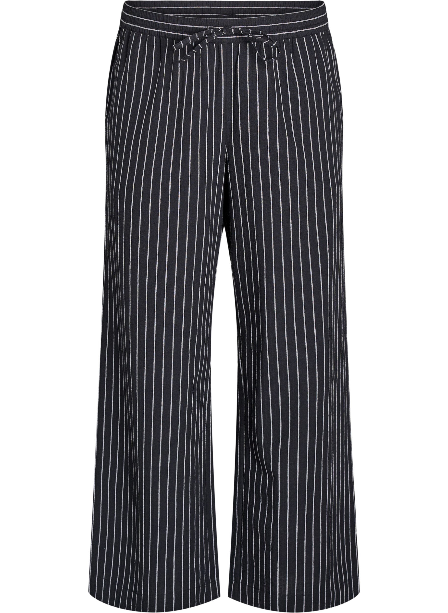 Losse broek met hoge taille en zakken