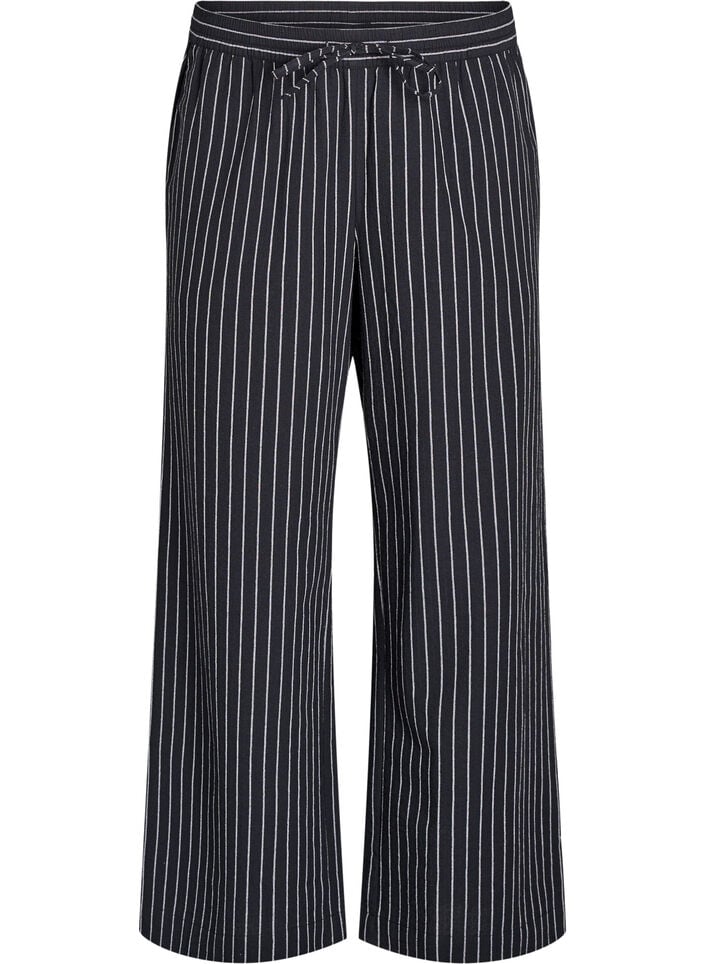 Losse broek met hoge taille en zakken, Zwart, Packshot image number 0